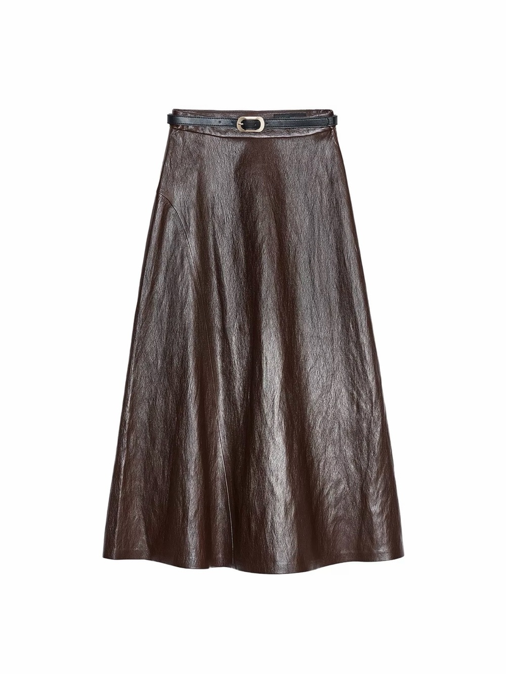 ZARA faux leather belted midi skirt - Picture 4 of 4